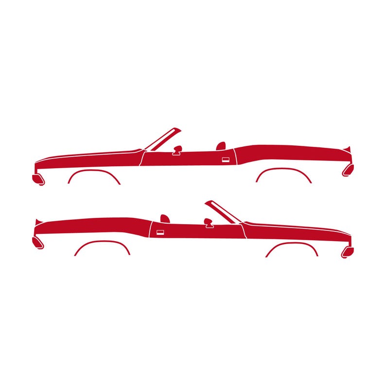 Set Of 2 Car Silhouette Decal Stickers For Dodge Challenger Classic Convertible Red