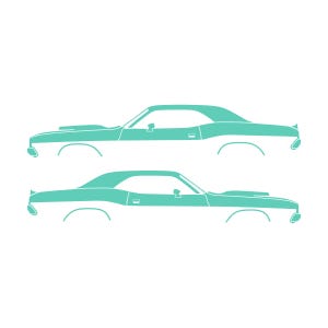 Set Of 2 Car Silhouette Decal Stickers For Dodge Challenger Shaker Hood Classic Hardtop 1st Gen 1970-74 Mint