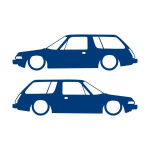Set Of 2 Lowered Car Silhouette Decal Stickers For AMC Pacer Classic Wagon Blue