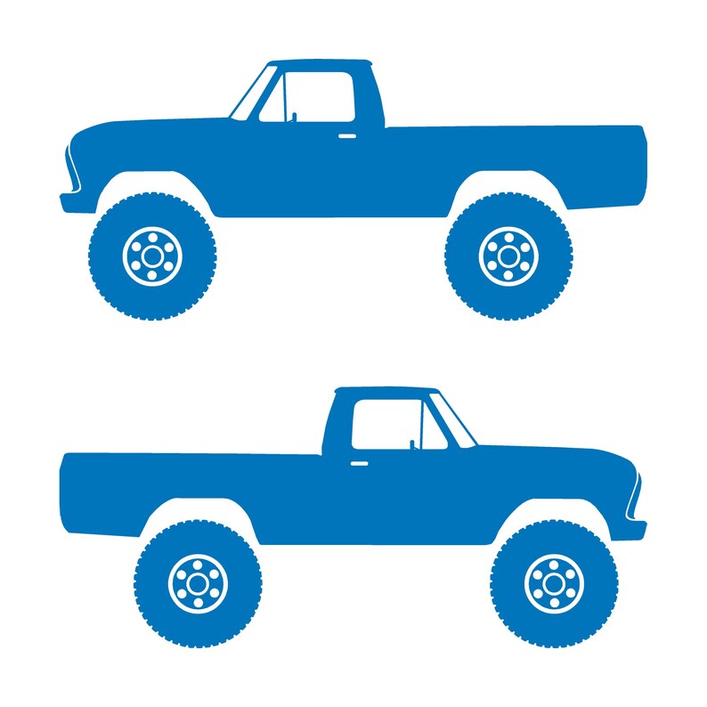 Set Of 2 Car Silhouette Decal Stickers For Ford F100 6th Gen Long Bed Sky Blue
