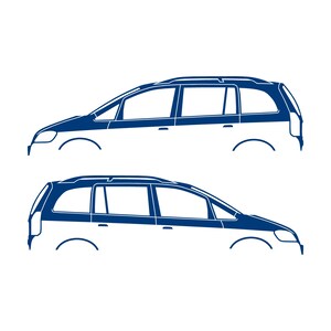 Set Of 2 Car Silhouette Decal Stickers For Vauxhall Opel Zafira A Mk1 Blue
