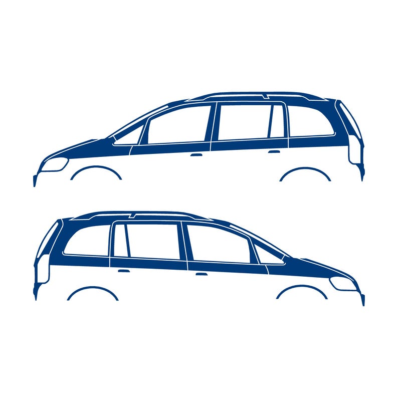 Set Of 2 Car Silhouette Decal Stickers For Vauxhall Opel Zafira A Mk1 Blue