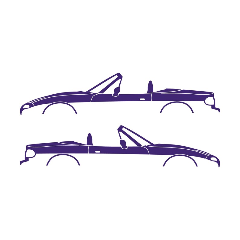 Set Of 2 Lowered Car Silhouette Decal Stickers For Mazda Miata MX5 NA Purple