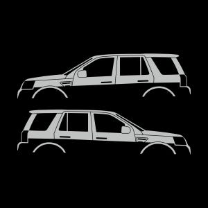 Set Of 2 Car Silhouette Decal Stickers For Land Rover Freelander 1 3-door Hatchback Light Grey