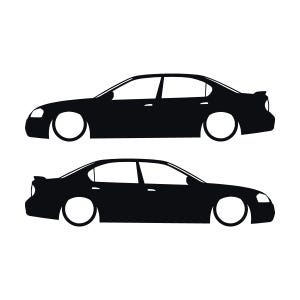 Juego de 2 pegatinas decorativas con silueta de coche rebajado para Nissan Maxima de 5ª generación. Negro