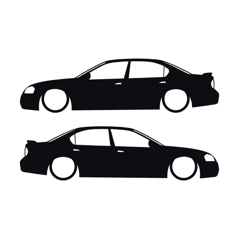 Juego de 2 pegatinas decorativas con silueta de coche rebajado para Nissan Maxima de 5ª generación. Negro