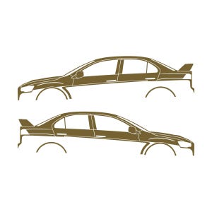 Set Of 2 Lowered Car Silhouette Decal Stickers For Mitsubishi Lancer Evo X 10 Gold