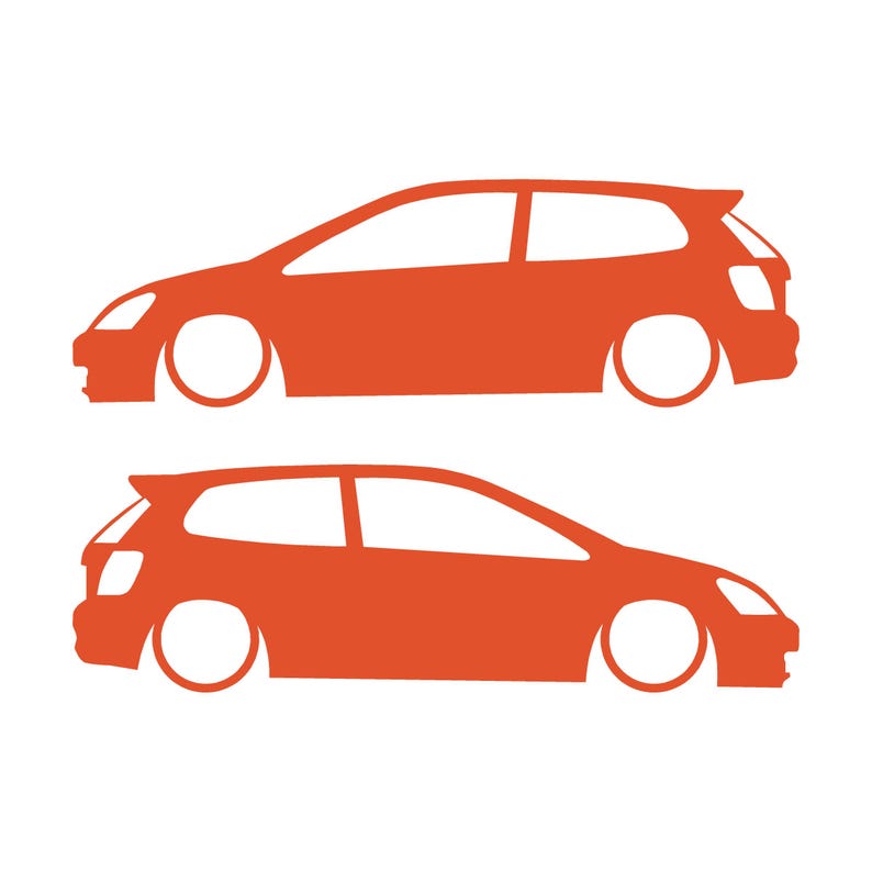 Set Of 2 Car Silhouette Decal Stickers For Honda Civic EF Hatch Hatchback Orange
