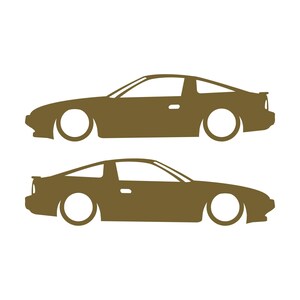 Set Of 2 Lowered Car Silhouette Decal Stickers For Nissan 180SX - 240SX S13 Gold