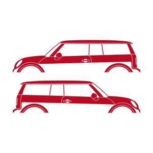 Set Of 2 Car Silhouette Decal Stickers For Mini Clubman R55 - 1st Gen 2007-14 Red