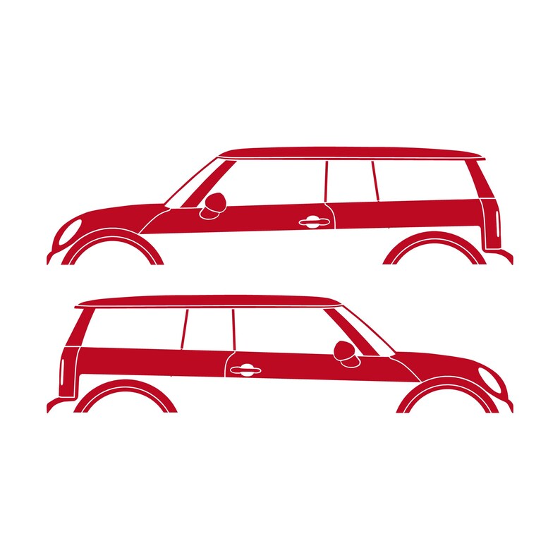 Set Of 2 Car Silhouette Decal Stickers For Mini Clubman R55 - 1st Gen 2007-14 Red