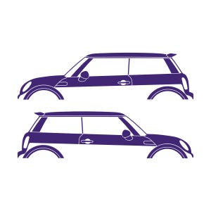 Set Of 2 Car Silhouette Decal Stickers For Mini Cooper S R56 - Mk2 - 2nd Gen Purple