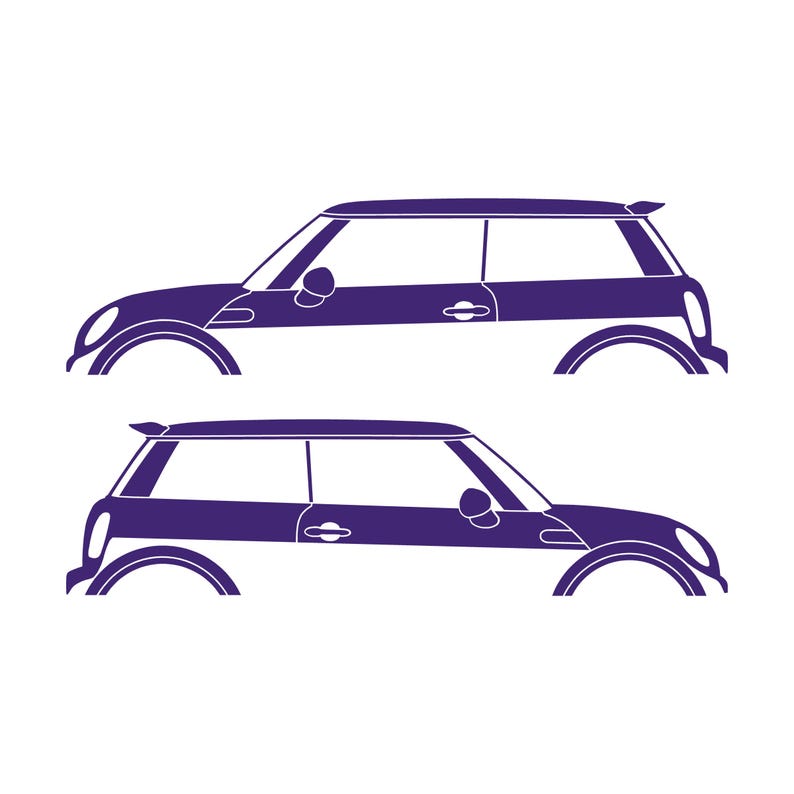 Set Of 2 Car Silhouette Decal Stickers For Mini Cooper S R56 - Mk2 - 2nd Gen Purple