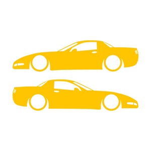 Juego de 2 pegatinas decorativas con silueta de coche rebajado para Chevrolet Corvette C5 Z06 Hardtop Coupé Amarillo