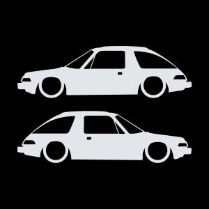 Juego de 2 pegatinas decorativas con silueta de coche rebajado para AMC Pacer Classic Blanco
