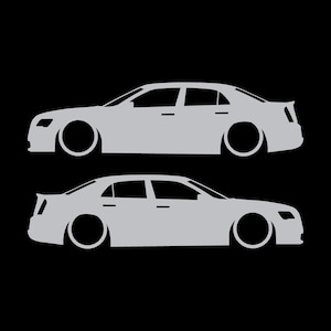 Juego de 2 pegatinas con silueta de coche rebajado para Chrysler 300 SRT de segunda generación. Plata
