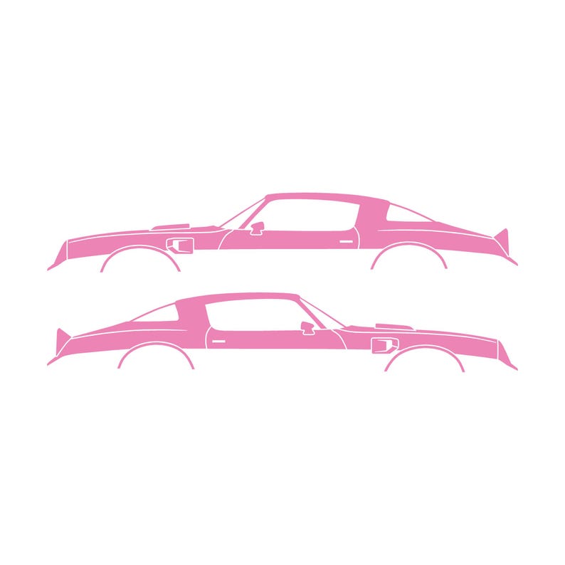 Set Of 2 Car Silhouette Decal Stickers For Pontiac Firebird Trans Am 2nd Gen 1977-78 Soft Pink