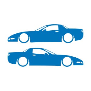 Juego de 2 pegatinas decorativas con silueta de coche rebajado para Chevrolet Corvette C5 Z06 Hardtop Coupé Sky Blue