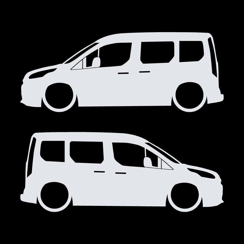 Juego de 2 pegatinas decorativas con silueta de coche rebajado para Ford Transit Connect Mk2 Wagon Blanco