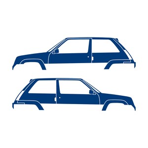 Set Of 2 Car Silhouette Decal Stickers For Renault 5 GT Turbo Blue