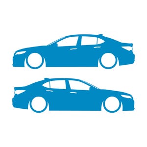 Set mit 2 Aufklebern für tiefergelegte Fahrzeuge für Acura TLX 2015-17 UB1 Limousine Light Blue