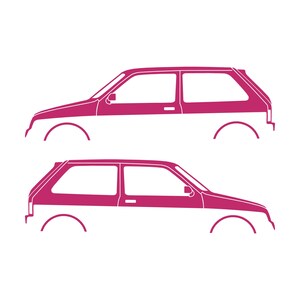 Set Of 2 Car Silhouette Decal Stickers For MG Metro Pink