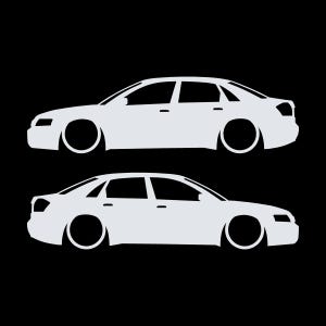 Set Of 2 Lowered Car Silhouette Decal Stickers For Audi A4 S6 B6 Saloon Sedan White