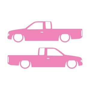 Set Of 2 Lowered Truck Silhouette Decal Stickers For Nissan Hardbody Ext Cab D21 Pickup Soft Pink