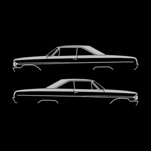 Juego de 2 pegatinas con silueta de coche para Ford Galaxie Coupé de techo rígido de 2 puertas de 1964 Light Grey