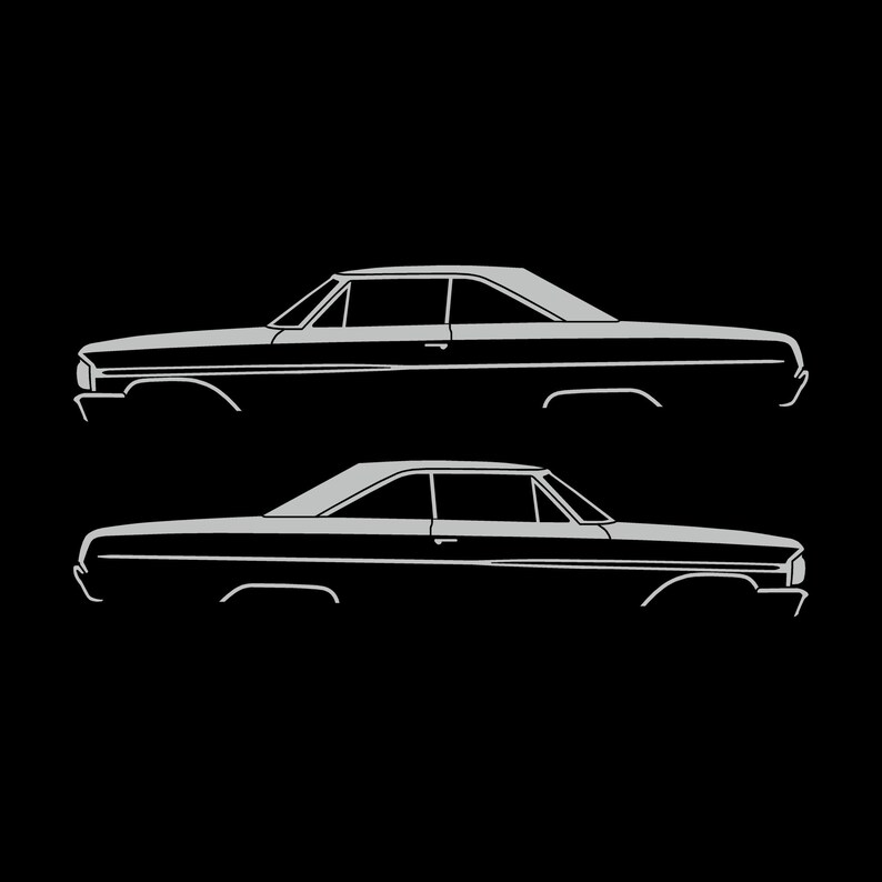 Juego de 2 pegatinas con silueta de coche para Ford Galaxie Coupé de techo rígido de 2 puertas de 1964 Light Grey