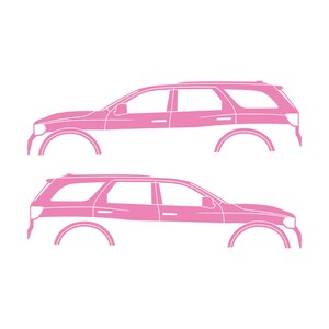 Set Of 2 Car Silhouette Decal Stickers For Dodge Durango 3rd Gen Soft Pink