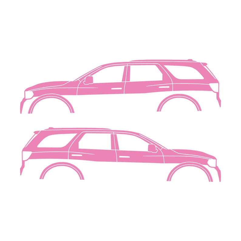 Set Of 2 Car Silhouette Decal Stickers For Dodge Durango 3rd Gen Soft Pink