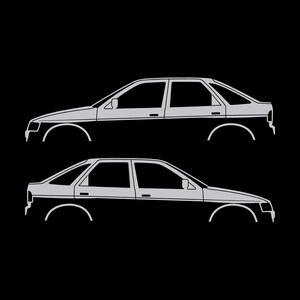 Set Of 2 Car Silhouette Decal Stickers For Ford Escort Mk5 5-door Hatchback Silver