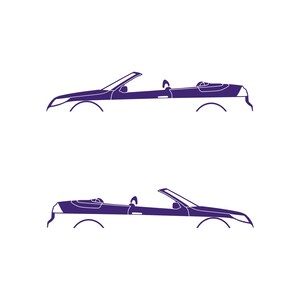 Set Of 2 Car Silhouette Decal Stickers For Saab 9-3 Facelift 2nd Gen Convertible Purple