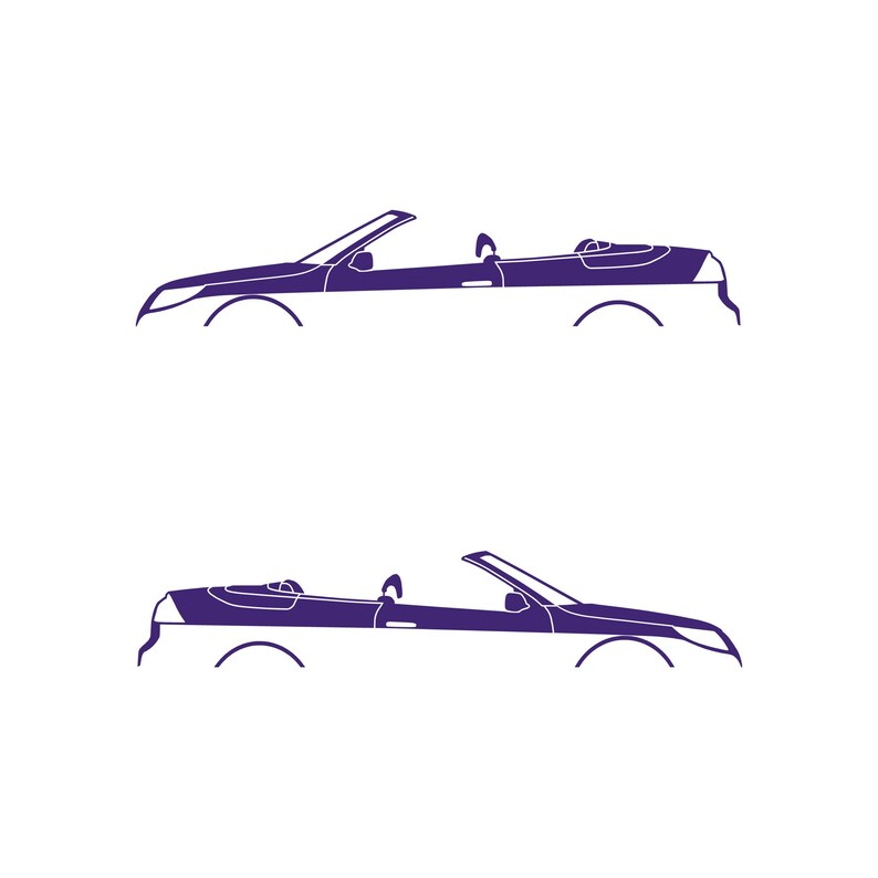 Set Of 2 Car Silhouette Decal Stickers For Saab 9-3 Facelift 2nd Gen Convertible Purple