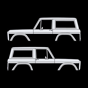 Set Of 2 Car Silhouette Decal Stickers For Classic Ford Bronco 1st Gen Top Removed White