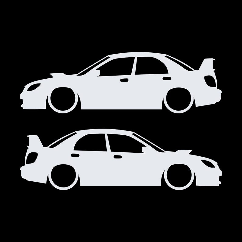 Set Of 2 Car Silhouette Decal Stickers For Subaru Impreza WRX STI 2nd Gen Hawk Eye White