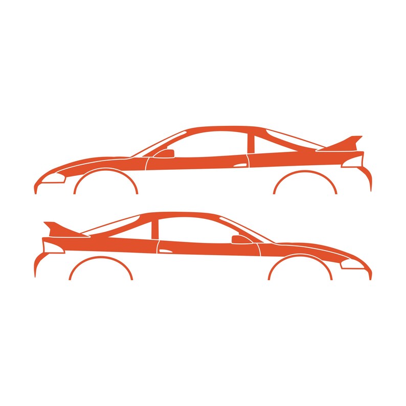 Set Of 2 Car Silhouette Decal Stickers For Mitsubishi Eclipse 2nd Gen 2Gb 1997-99 GS-T GSX Rear Spoiler Orange