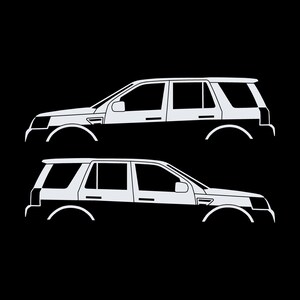 Set Of 2 Car Silhouette Decal Stickers For Land Rover Freelander 1 3-door Hatchback White