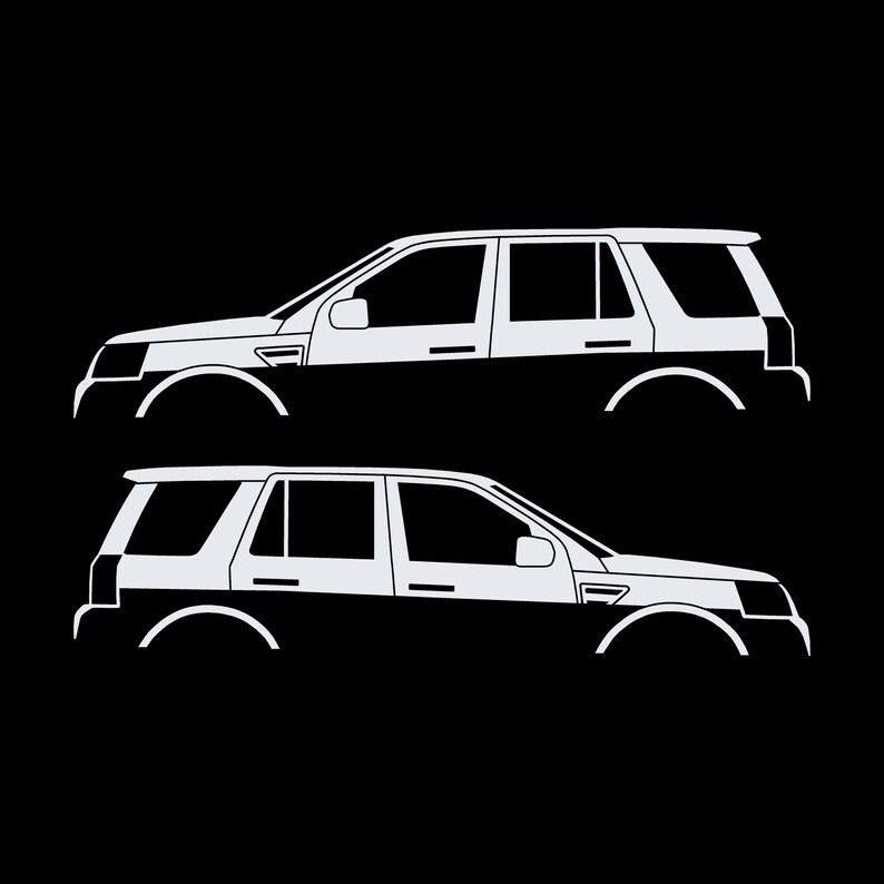 Set Of 2 Car Silhouette Decal Stickers For Land Rover Freelander 1 3-door Hatchback White