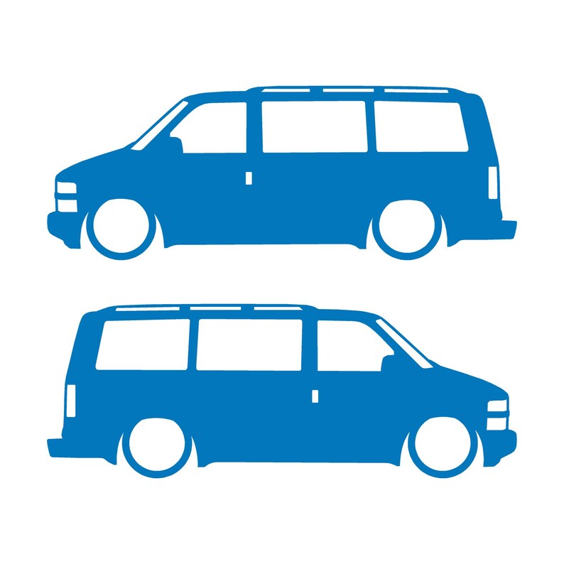 Set Of 2 Van Silhouette Decal Stickers For Chevrolet Astro LT 1995-2005 Sky Blue