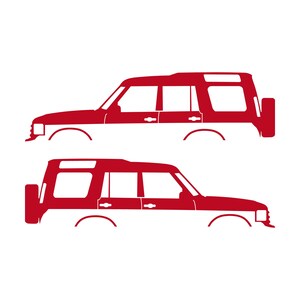 Set Of 2 Lifted Car Silhouette Decal Stickers For Land Rover Discovery 1 2 Classic Red
