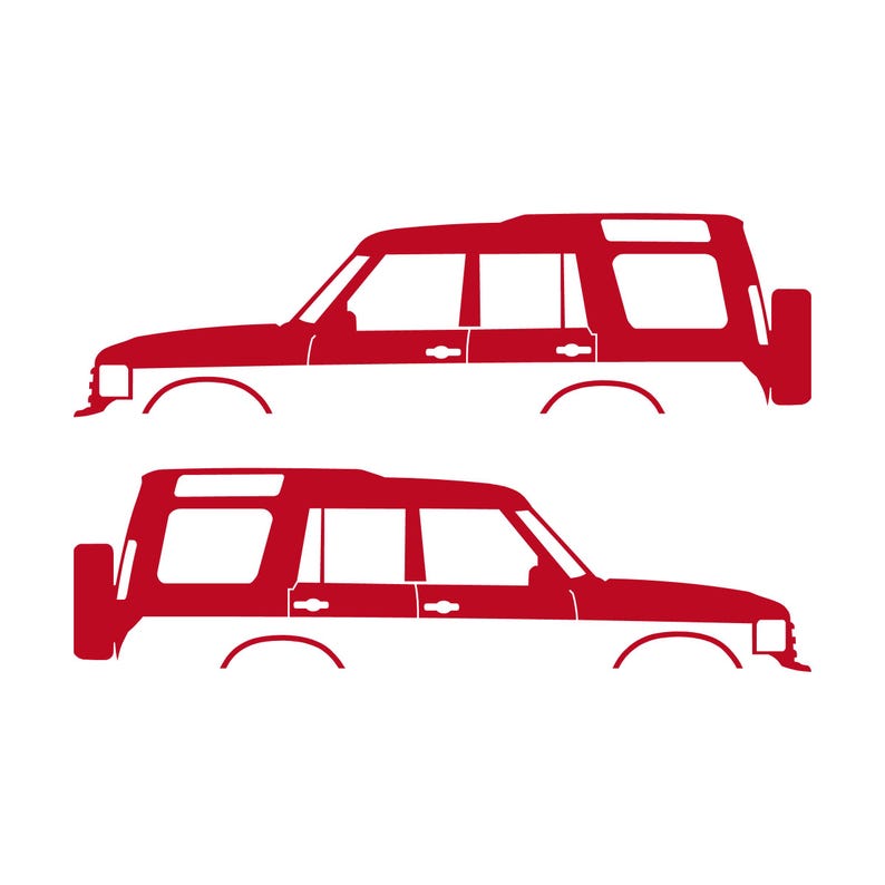 Set Of 2 Lifted Car Silhouette Decal Stickers For Land Rover Discovery 1 2 Classic Red
