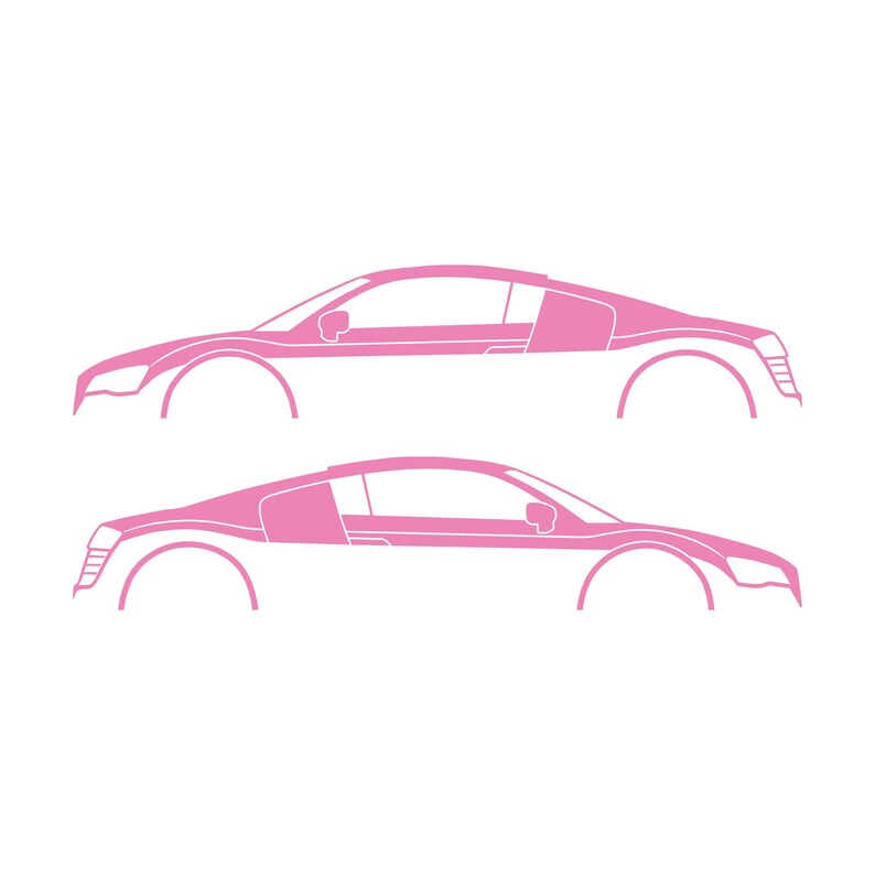 Juego de 2 pegatinas con silueta de coche para Audi R8 Coupé de primera generación Soft Pink