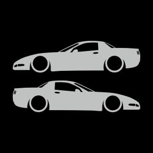Juego de 2 pegatinas decorativas con silueta de coche rebajado para Chevrolet Corvette C5 Z06 Hardtop Coupé Light Grey