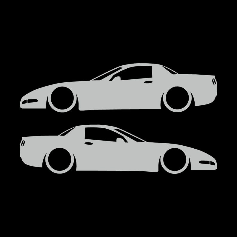 Juego de 2 pegatinas decorativas con silueta de coche rebajado para Chevrolet Corvette C5 Z06 Hardtop Coupé Light Grey