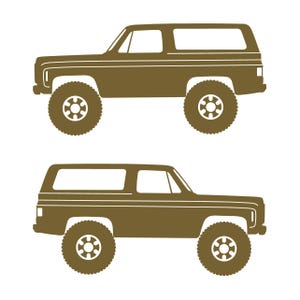 Set Of 2 Lowered Car Silhouette Decal Stickers For Chevrolet K5 Blazer Gold