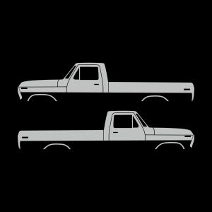 Set Of 2 Lifted Truck Silhouette Decal Stickers For Ford F100 1973-79 6th Gen Pickup Light Grey