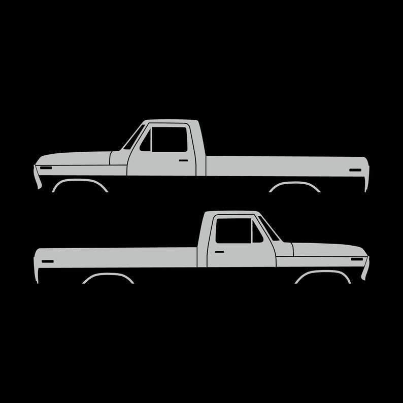 Set Of 2 Lifted Truck Silhouette Decal Stickers For Ford F100 1973-79 6th Gen Pickup Light Grey