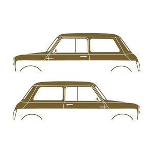 Set Of 2 Car Silhouette Decal Stickers For Classic Mk2 Mini Cooper Hatchback Gold